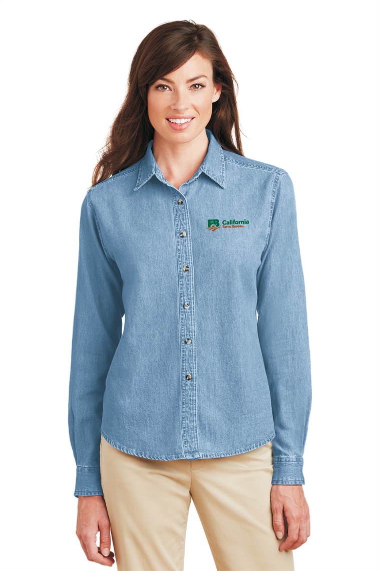 Picture of Port & Company Ladies Long Sleeve Denim Shirt