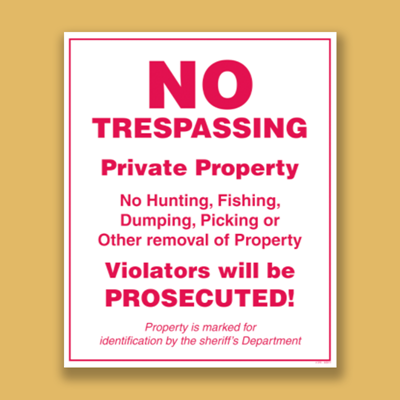 Picture of No Trespassing (English/Plastic)