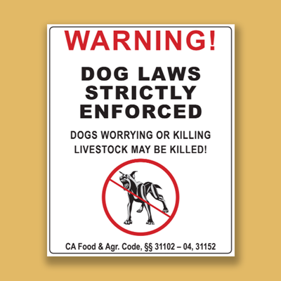 Picture of WARNING - Dog Laws